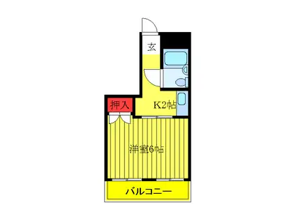 シャンピアコート茨木(1K/9階)の間取り写真