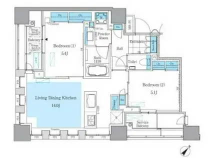 パークアクシス月島マチュアスタイル(2LDK/5階)の間取り写真