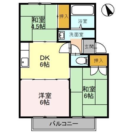 セジュールすばる B(3DK/2階)の間取り写真