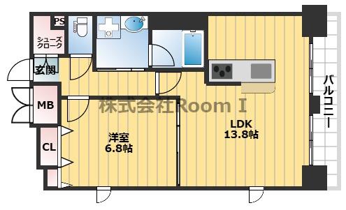 プレサンス本町リアルシティ(1K/12階)の間取り写真