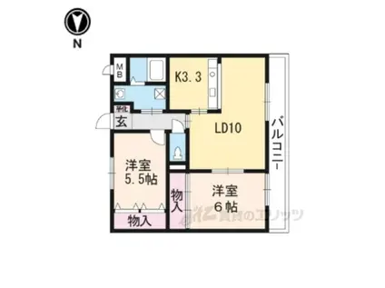 シャルマングレーヌ(2LDK/1階)の間取り写真