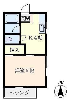 朝比奈ハイツ(1K/2階)の間取り写真