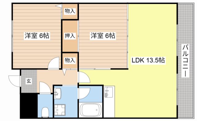 カーサーボヌール(2LDK/3階)の間取り写真