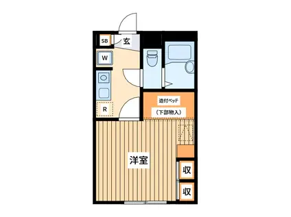 プライムコート中神(1K/1階)の間取り写真