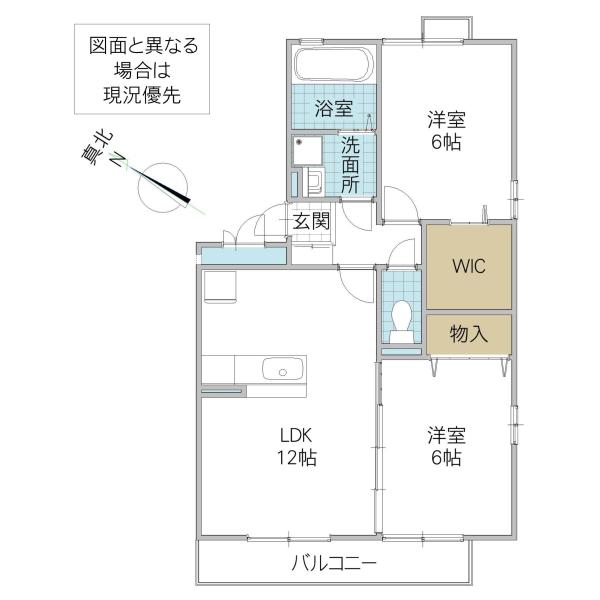 ラ・シャンブル B棟(2LDK/3階)の間取り写真
