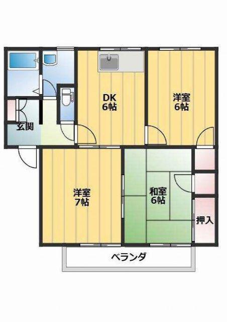 リバティSETO 1(3DK/2階)の間取り写真