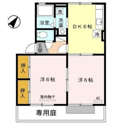 ガーデンコート田崎(2DK/1階)の間取り写真
