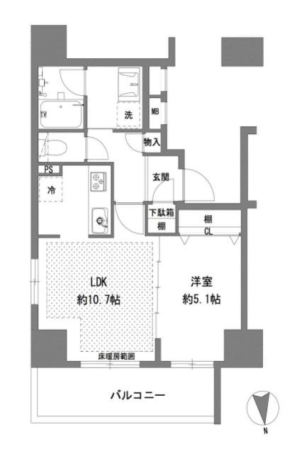 プライマル八王子横山町(1LDK/14階)の間取り写真