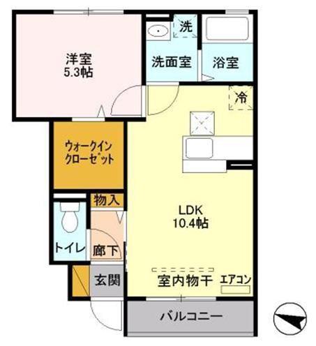 エルミタージュIII(1LDK/1階)の間取り写真
