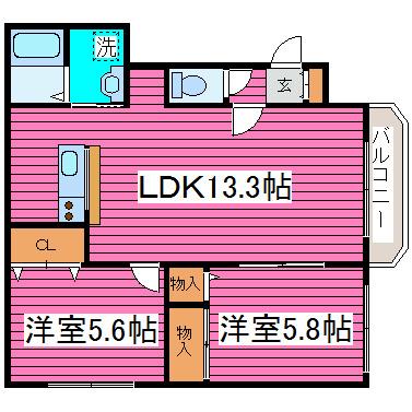 イーストパーク(2LDK/2階)の間取り写真
