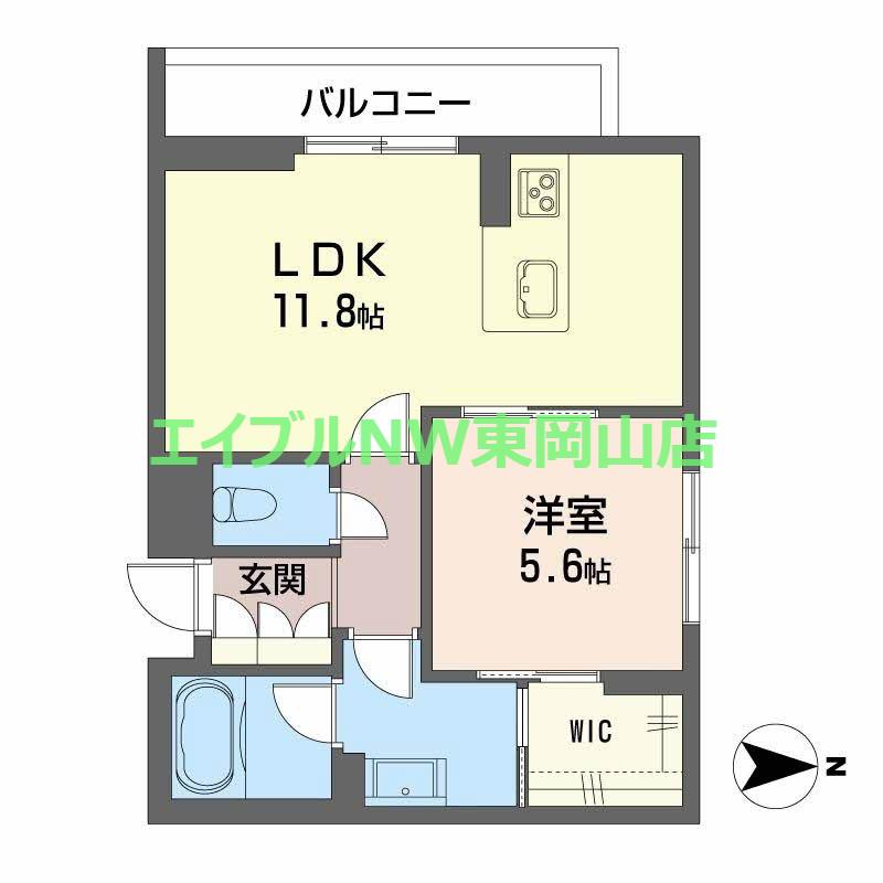 ＪＲ山陽本線 岡山駅 徒歩10分 2階建 新築(1LDK/2階)の間取り写真