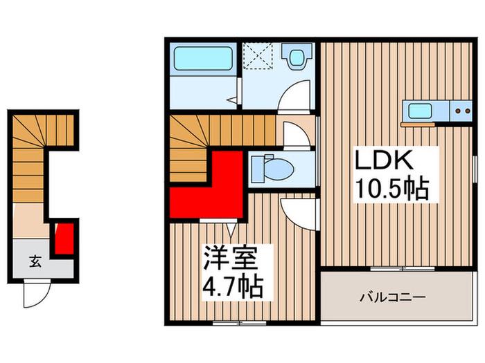 リーブルファイン吉川保(1LDK/2階)の間取り写真