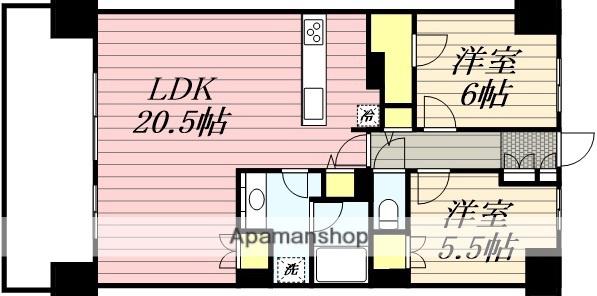 レーベン宮崎ONE TOWER(2LDK/19階)の間取り写真