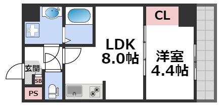 SFIDA森ノ宮(1LDK/9階)の間取り写真