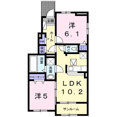 グランメール(2LDK/1階)の間取り写真
