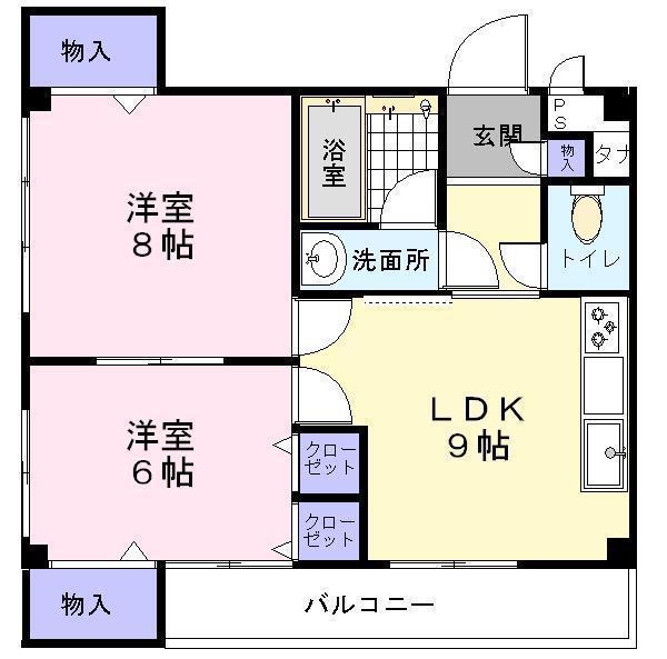 ガーデンヒルOGI(2LDK/3階)の間取り写真