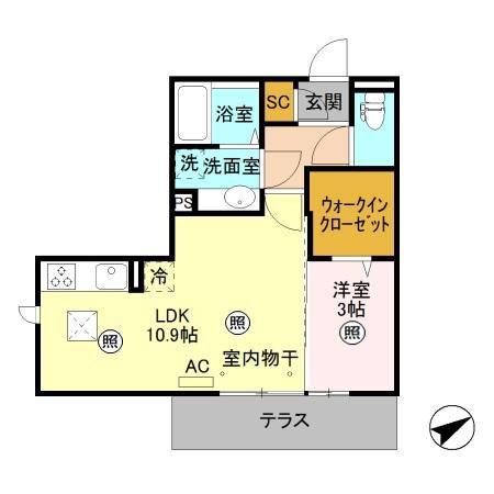 レジデンス リアン(1LDK/1階)の間取り写真