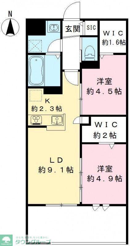 芝弥生レジデンス(2LDK/2階)の間取り写真