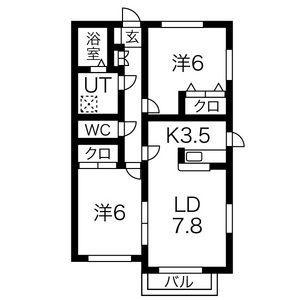ラシーヌC(2LDK/1階)の間取り写真