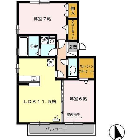 ポワール・MB棟(2LDK/3階)の間取り写真