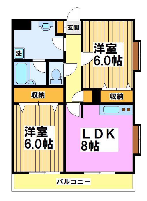 LORO PIANA(2LDK/3階)の間取り写真