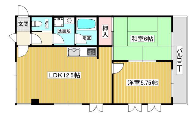 グリーンコート西宮(2LDK/4階)の間取り写真