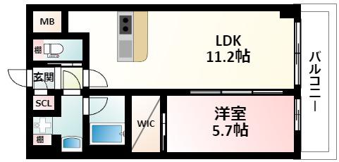 グランカーサ新大阪サウス(1LDK/4階)の間取り写真