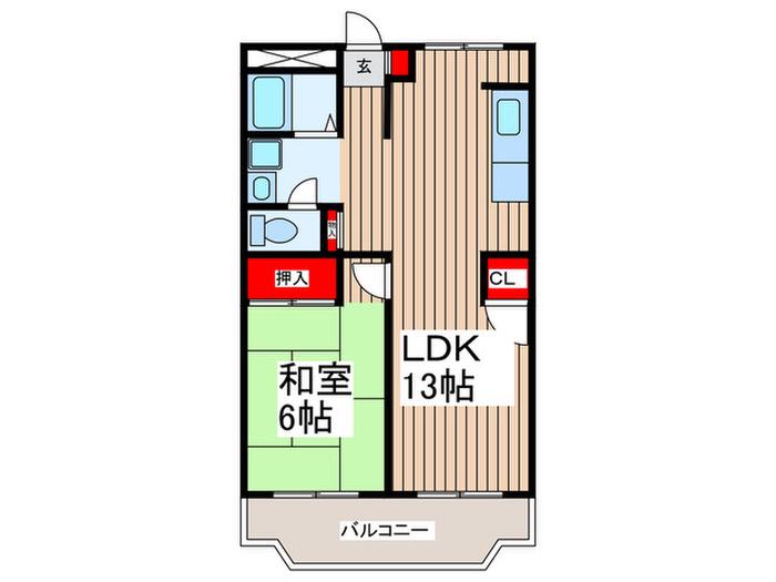 リナス所沢(1LDK/1階)の間取り写真