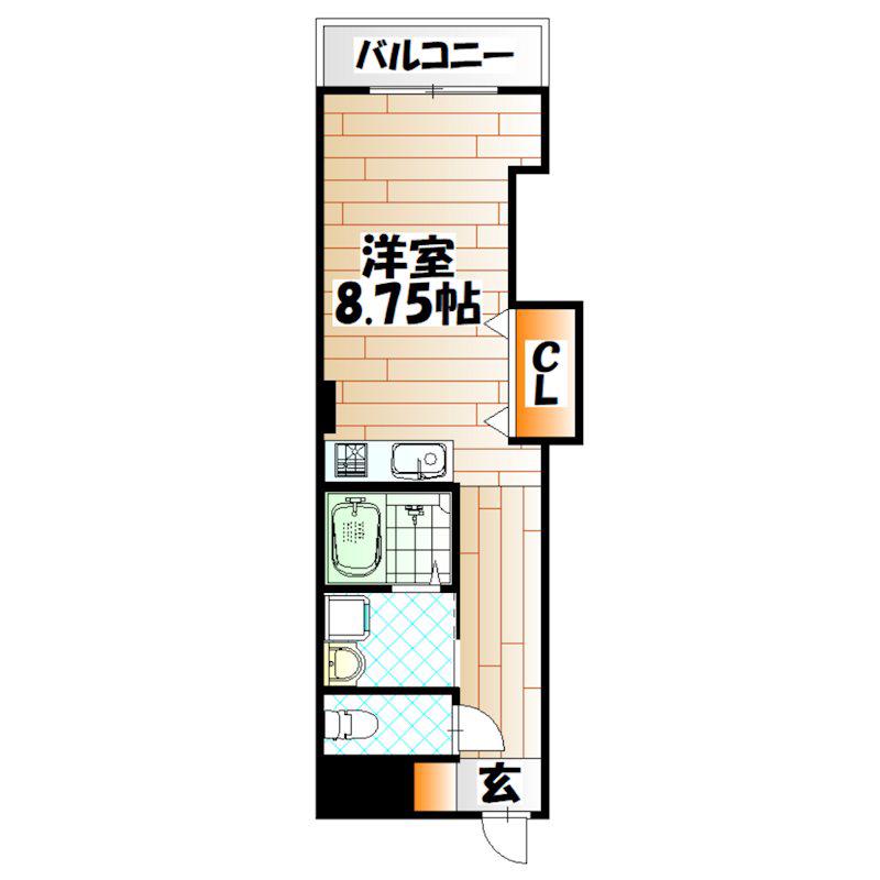 三萩野ビル(ワンルーム/6階)の間取り写真