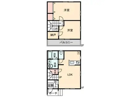 サンハイムD(2LDK/1階)の間取り写真
