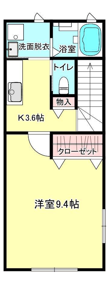 ノース UP II(1K/2階)の間取り写真