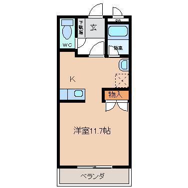 フェール・メゾン城南(ワンルーム/1階)の間取り写真