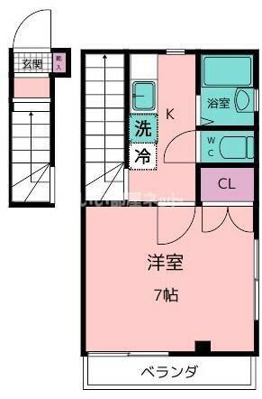ヴィラコーラ国立(1K/2階)の間取り写真