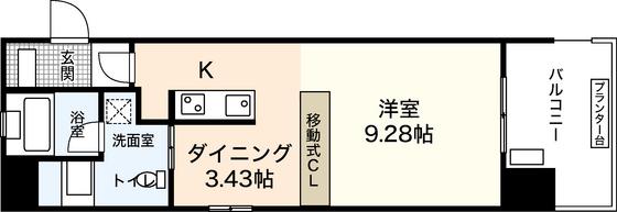 DER STRADA.Y2 ふじみ(1DK/7階)の間取り写真