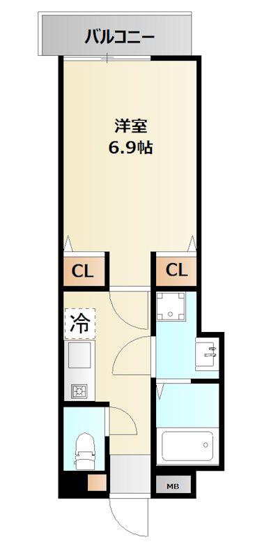 ミリアビタ弁天(1K/2階)の間取り写真