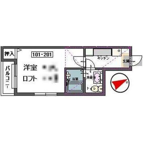 CLAUDIA 愛宕橋(1K/1階)の間取り写真