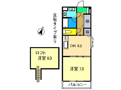 グレイス天王(1DK/4階)の間取り写真