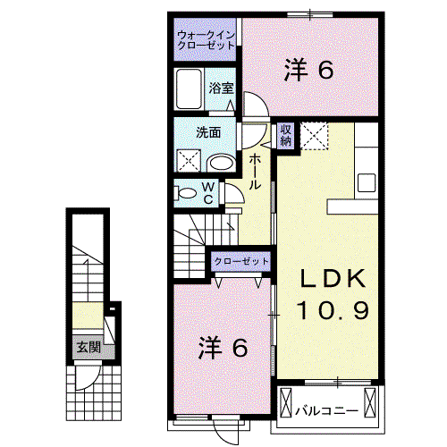 ヴェール I(2LDK/2階)の間取り写真