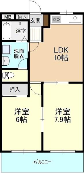 グランドハイツ関根I(2LDK/3階)の間取り写真