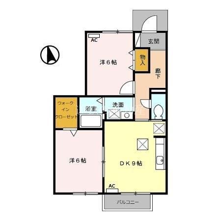 プリメーラ(2DK/1階)の間取り写真
