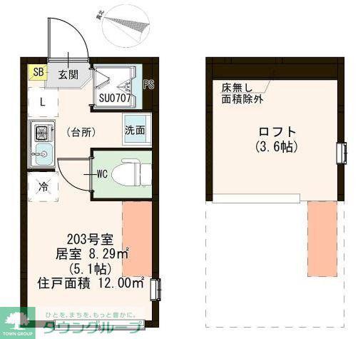 ハーモニー東十条テラス(ワンルーム/2階)の間取り写真