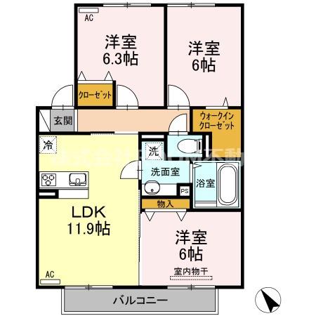 サン・ウィルコートII(3LDK/2階)の間取り写真
