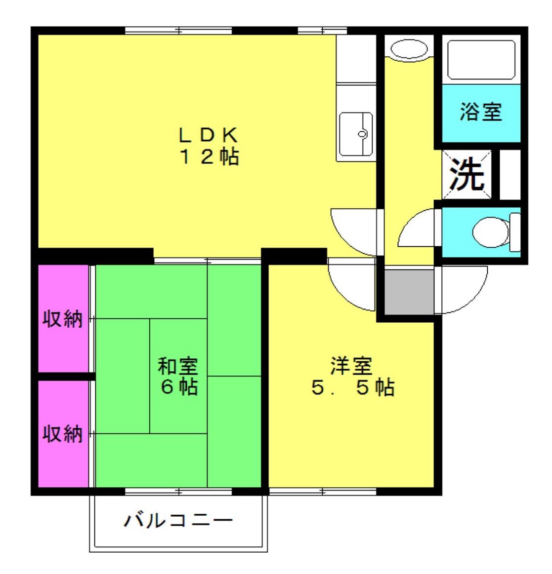 ショウナンB(2LDK/1階)の間取り写真