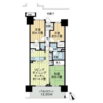 ビー・サイト(3LDK/13階)の間取り写真