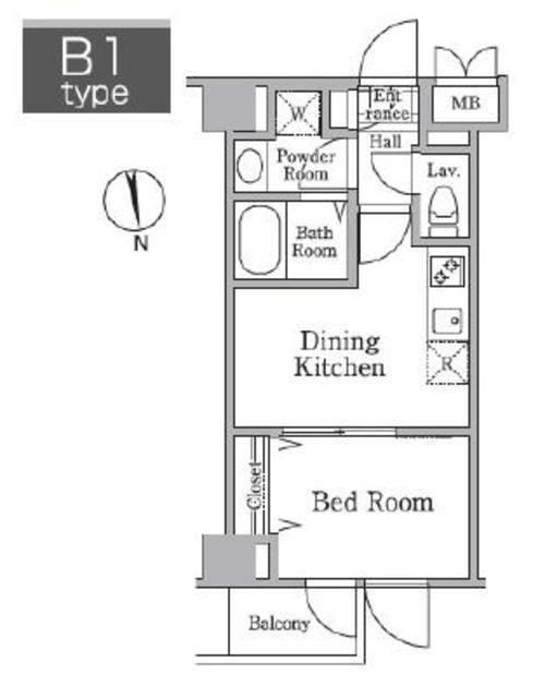 レジディア西小山(1DK/1階)の間取り写真
