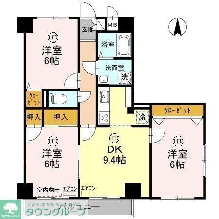 柚の木マンション(3DK/4階)の間取り写真