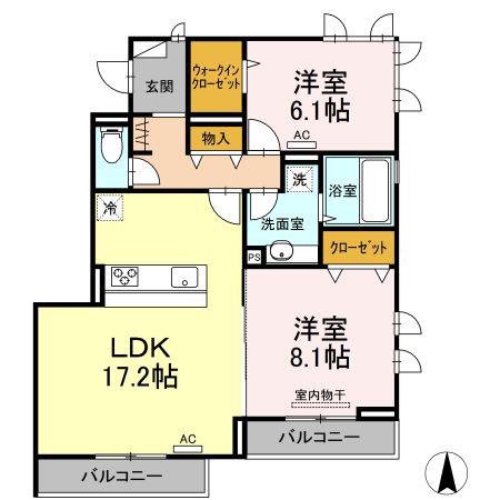 レジデンスSUMIHOU(2LDK/3階)の間取り写真