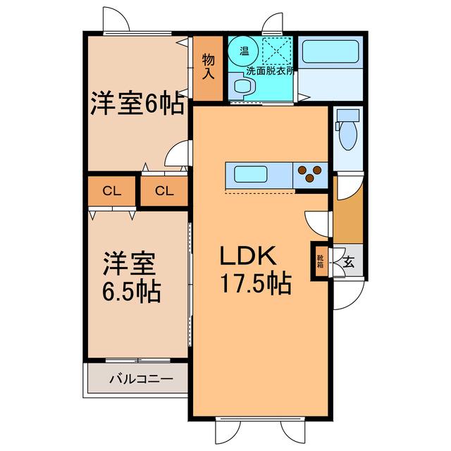 タネットK館(2LDK/1階)の間取り写真