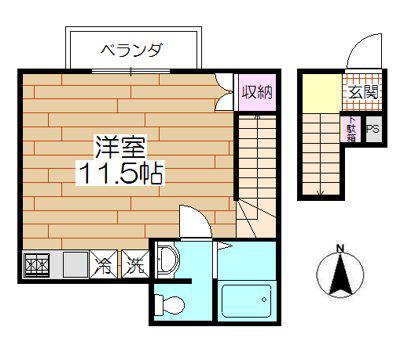CASA GRIS(ワンルーム/2階)の間取り写真