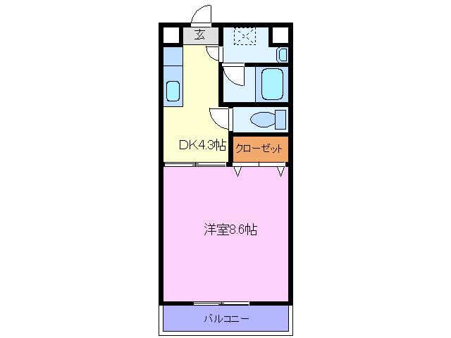 アビテヴィル(1DK/2階)の間取り写真